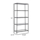 Dalie 73 Inch Bookcase 5 Tier Open Clear Glass Shelves Black Aluminum By Casagear Home BM318310