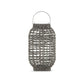 Neya Lantern Indoor Outdoor Candle Holder Bohemian Gray Faux Rattan Woven By Casagear Home BM318318