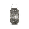 Neya Lantern Indoor Outdoor Candle Holder Bohemian Gray Faux Rattan Woven By Casagear Home BM318318