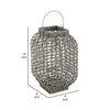 Neya Lantern Indoor Outdoor Candle Holder Bohemian Gray Faux Rattan Woven By Casagear Home BM318318