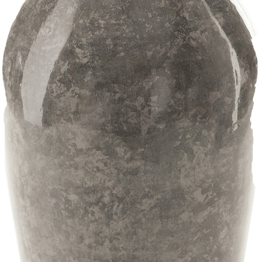 Rock 12 Inch Flower Vase, Decorative Thin Neck, High Gloss Gray Finish By Casagear Home