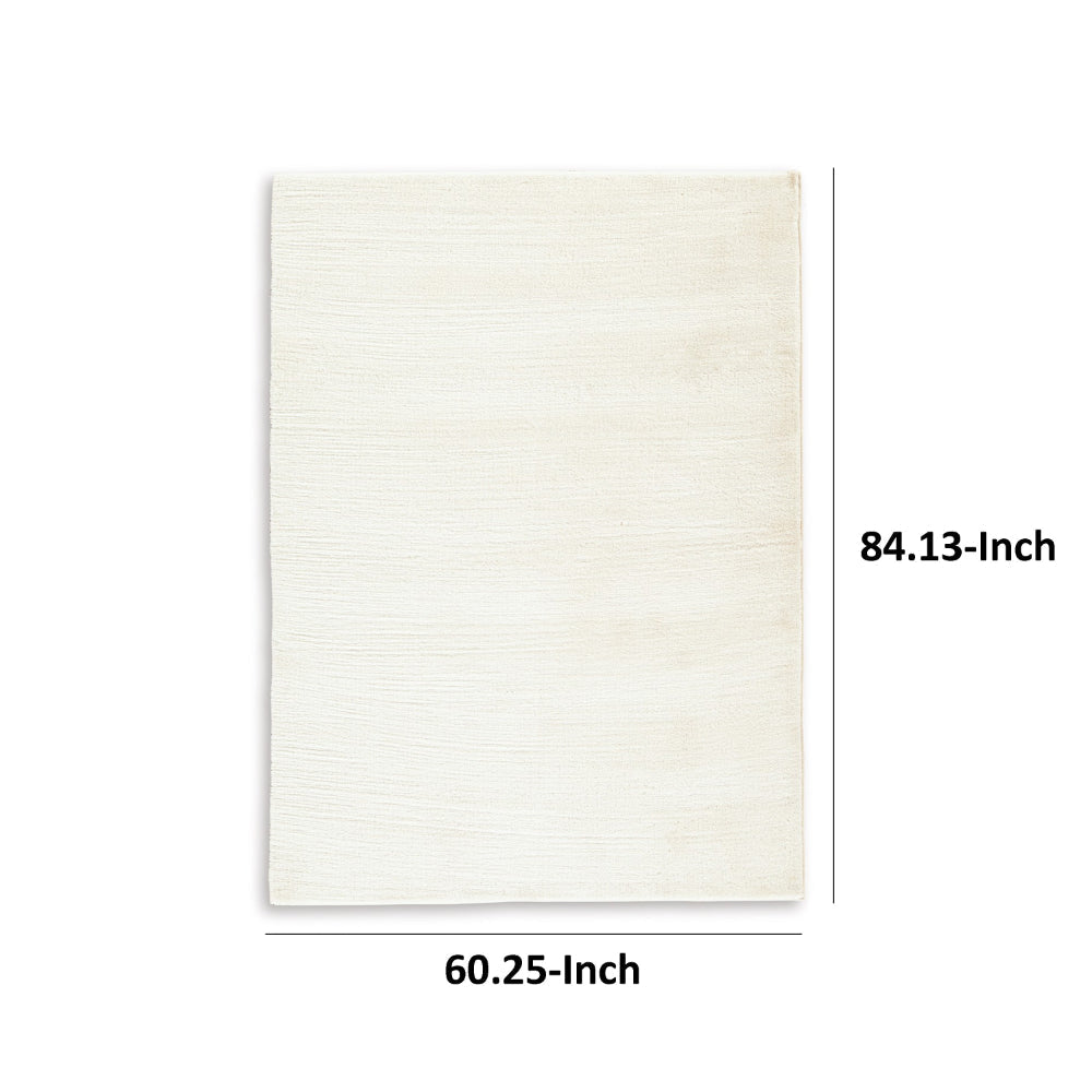 Stebin 5 x 7 Area Rug Shag Style Ivory White Polyester Washable Cotton By Casagear Home BM318325