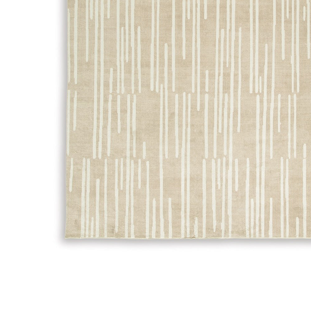 Stebin 8 x 10 Area Rug Shag Style 15mm Pile Cream Polyester Washable By Casagear Home BM318328