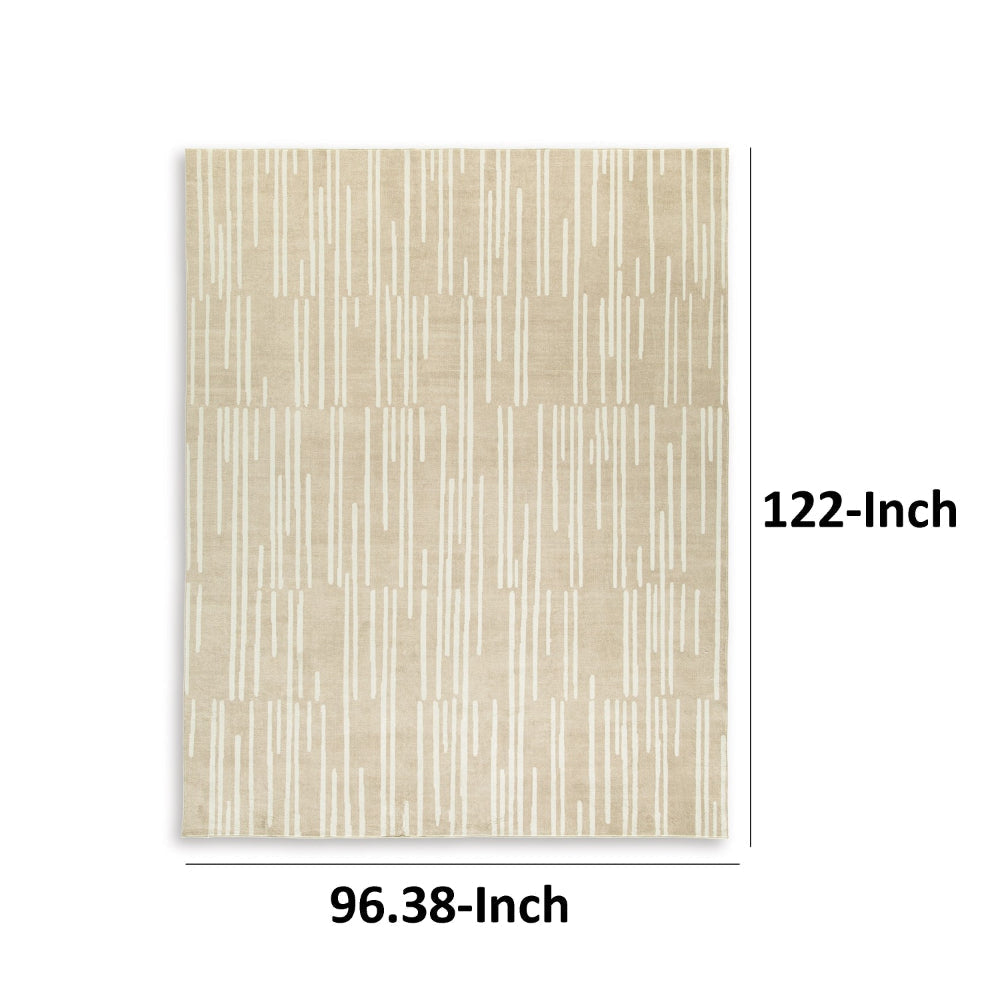 Stebin 8 x 10 Area Rug Shag Style 15mm Pile Cream Polyester Washable By Casagear Home BM318328