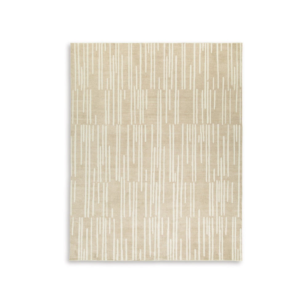 Stebin 8 x 10 Area Rug Shag Style 15mm Pile Cream Polyester Washable By Casagear Home BM318328