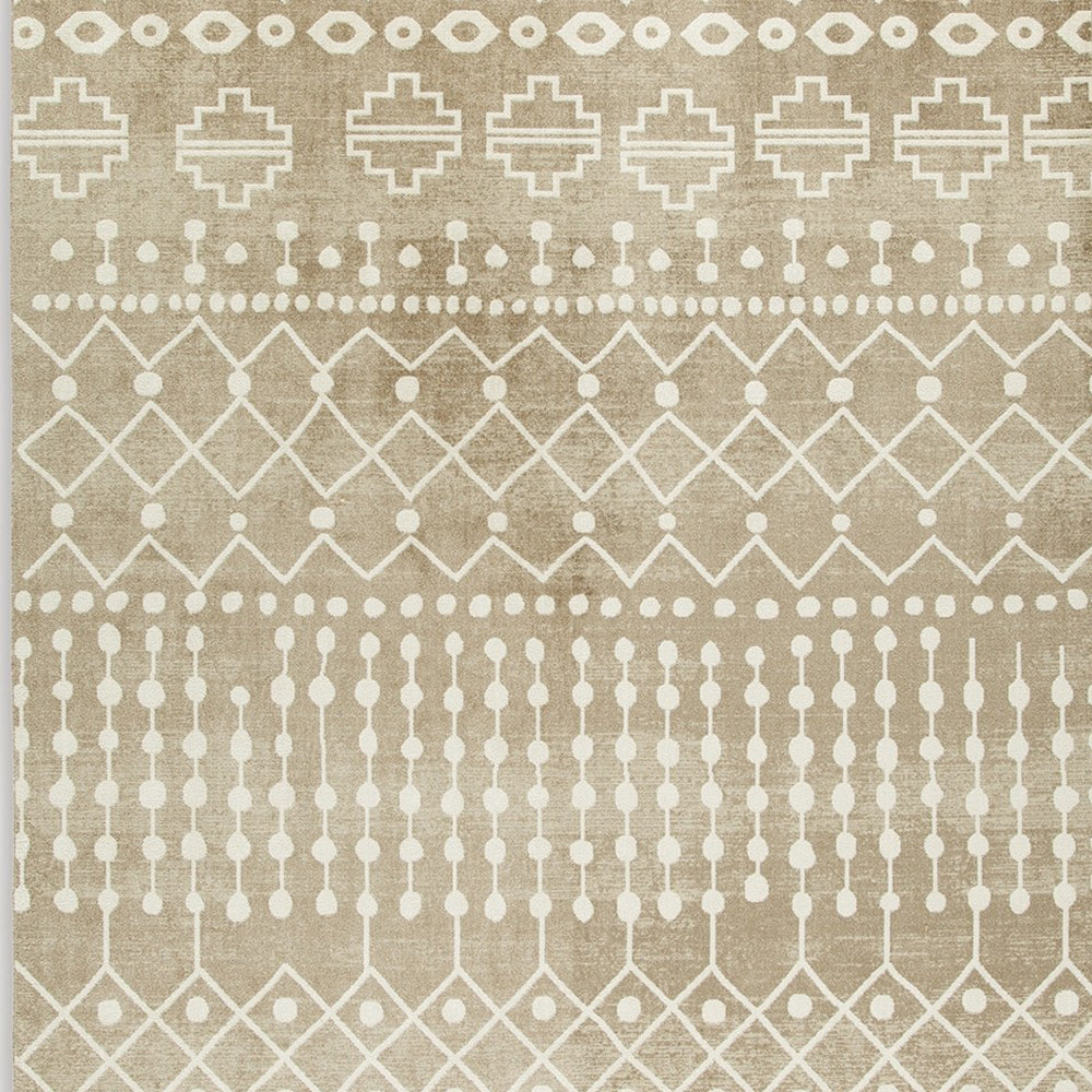 Bunny 8 x 10 Area Rug Brown Tribal Print Low Pile Polyester for Busy Area By Casagear Home BM318330