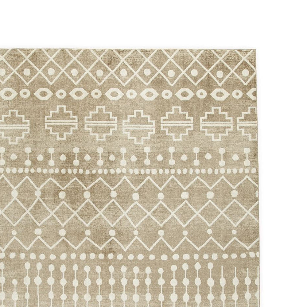 Bunny 5 x 7 Area Rug Brown Tribal Print Low Pile Polyester for Busy Area By Casagear Home BM318331