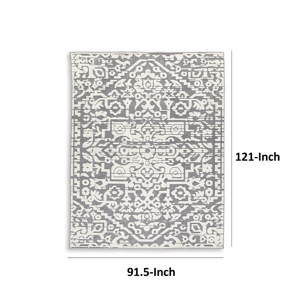 Fabiola 8 x 10 Area Rug Washable Polyester Distressed Gray Ivory By Casagear Home BM318334