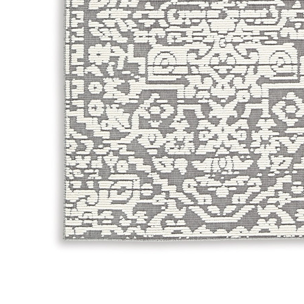 Fabiola 5 x 7 Area Rug Washable Polyester Distressed Gray Ivory By Casagear Home BM318335