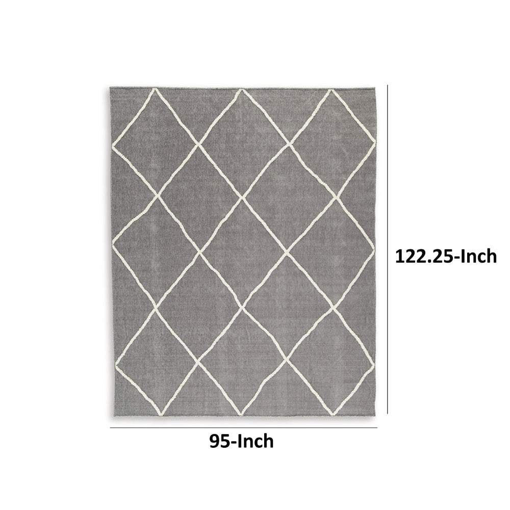 Doel 8 x 10 Area Rug Soft Pile Polyester Washable Gray and Ivory By Casagear Home BM318336