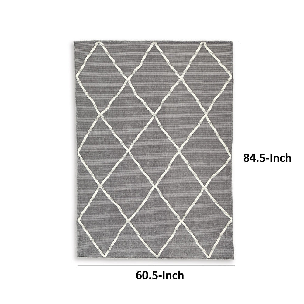 Doel 5 x 7 Area Rug Soft Pile Polyester Washable Gray and Ivory By Casagear Home BM318337