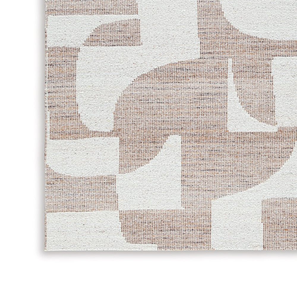 Jimmy 5 x 7 Area Rug Abstract Pattern Polyester Cotton Back Beige Brown By Casagear Home BM318339