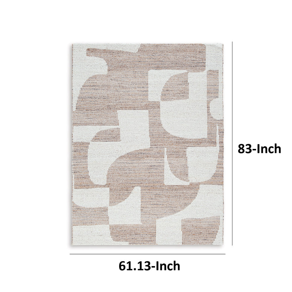 Jimmy 5 x 7 Area Rug Abstract Pattern Polyester Cotton Back Beige Brown By Casagear Home BM318339