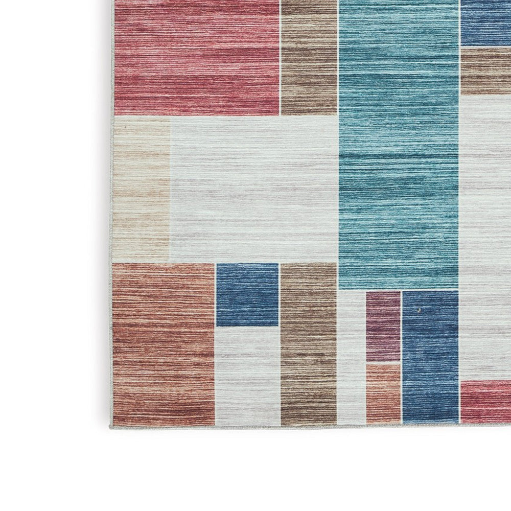 Nami 5 x 7 Area Rug Multicolored Geometric Design Polyester Cotton Blend By Casagear Home BM318340