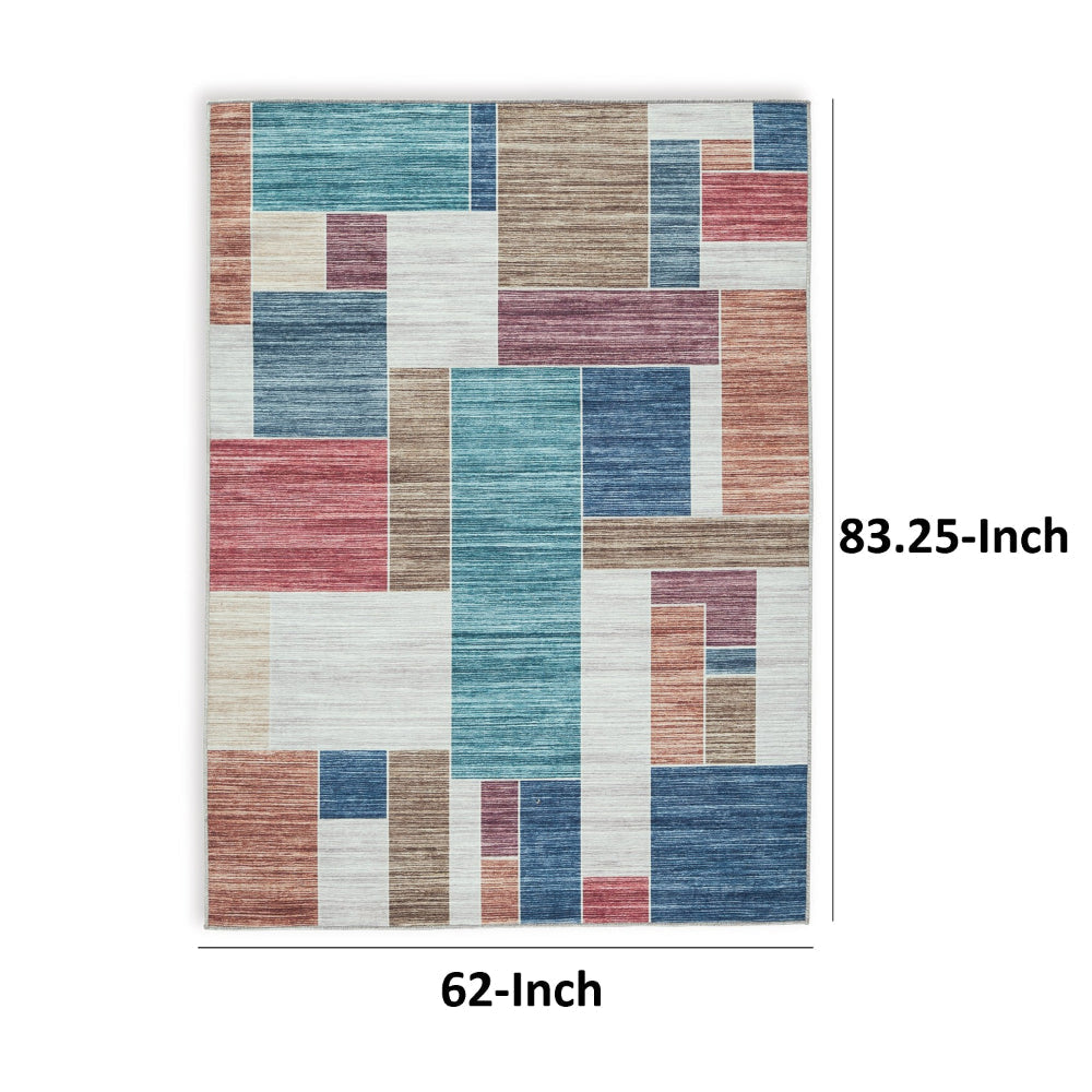 Nami 5 x 7 Area Rug Multicolored Geometric Design Polyester Cotton Blend By Casagear Home BM318340