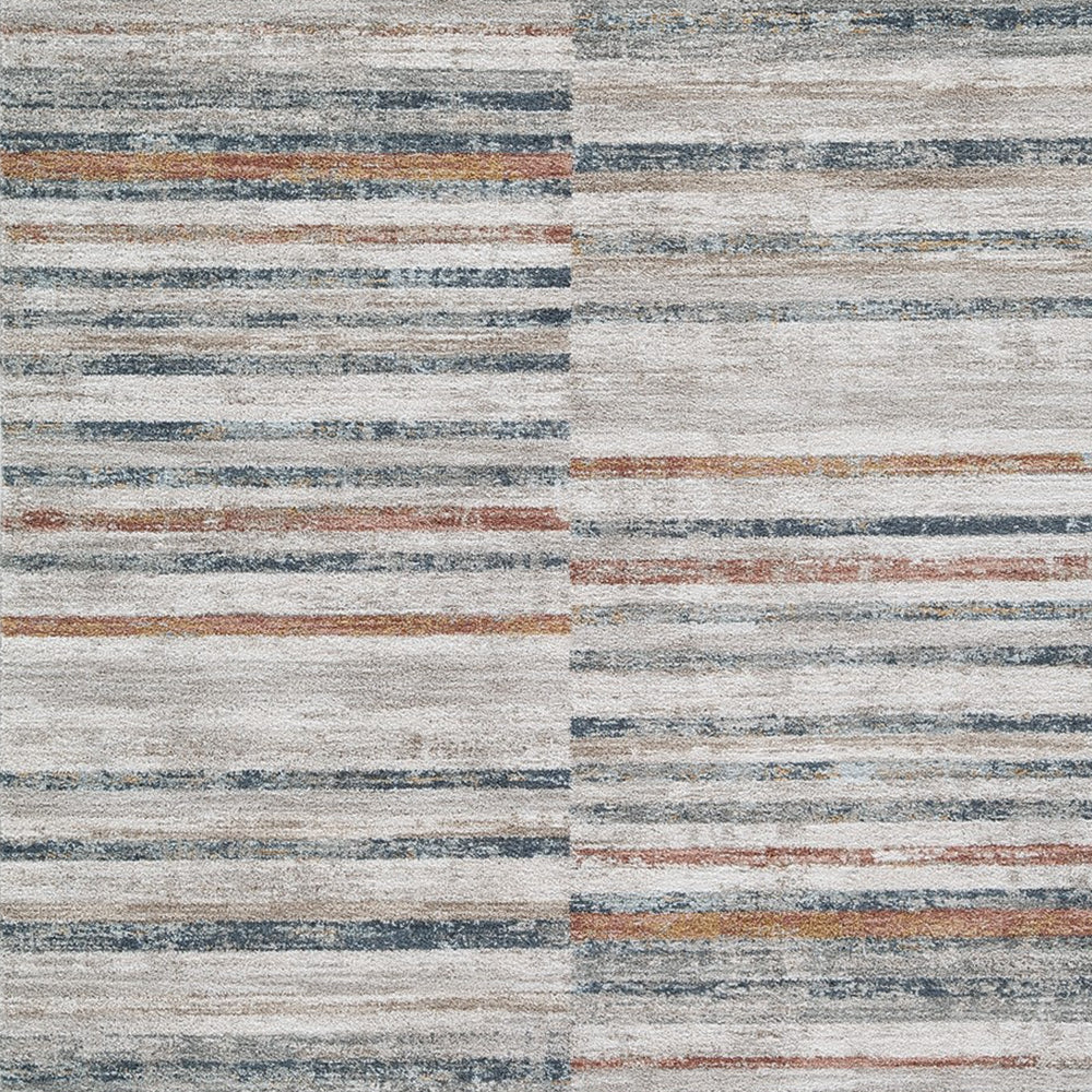 Kimya 5 x 7 Area Rug Stripe Design Polyester Cotton Backing Gray Blue By Casagear Home BM318342