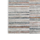 Kimya 5 x 7 Area Rug, Stripe Design, Polyester, Cotton Backing, Gray Blue By Casagear Home