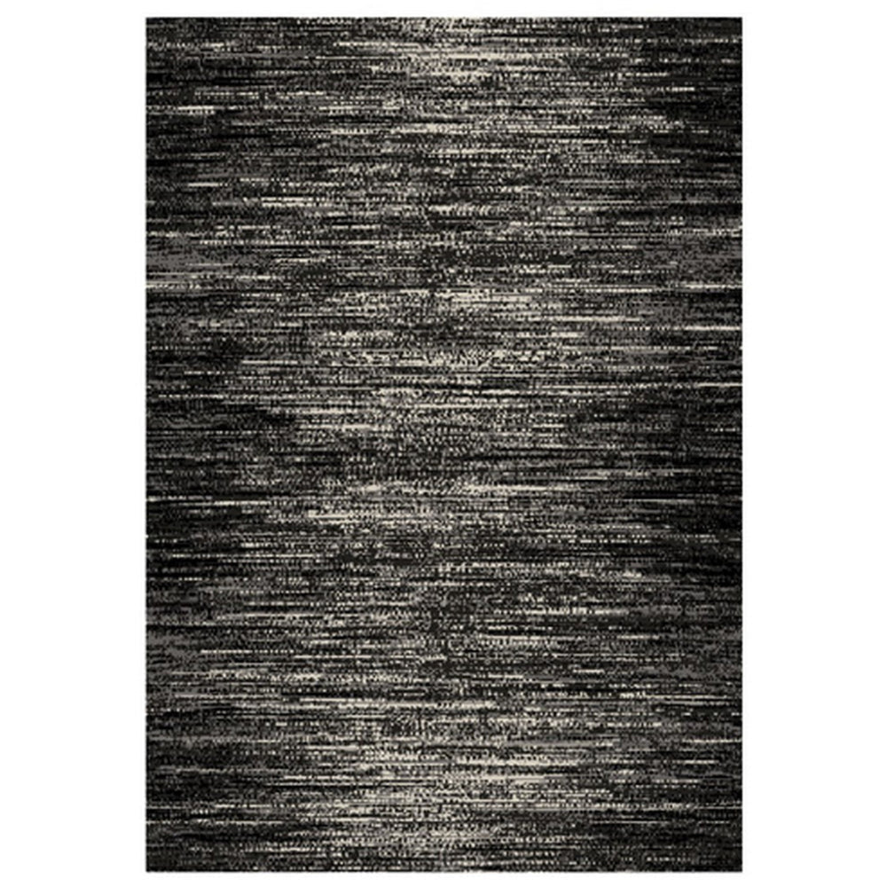 Rebecca 5 x 7 Area Rug Black White Refined Stripe Pattern Soft Pile By Casagear Home BM318348