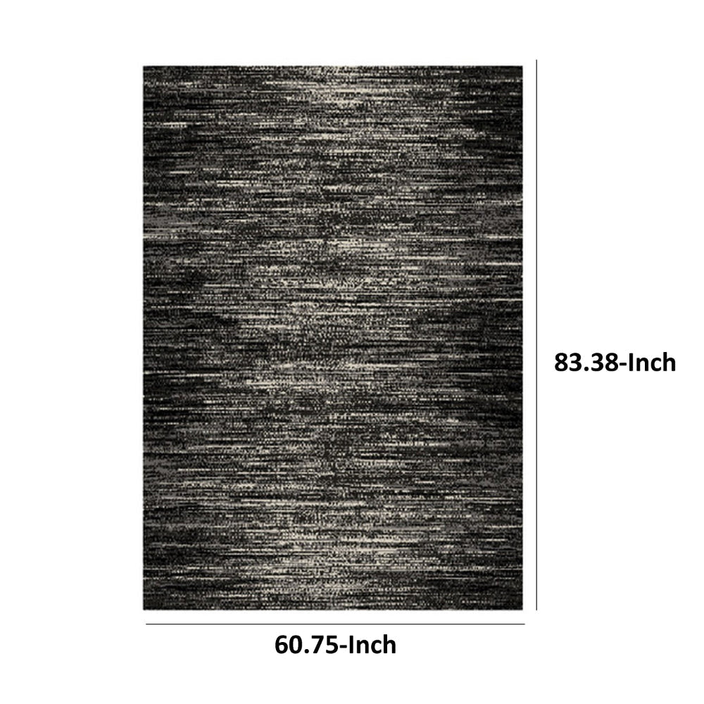 Rebecca 5 x 7 Area Rug Black White Refined Stripe Pattern Soft Pile By Casagear Home BM318348