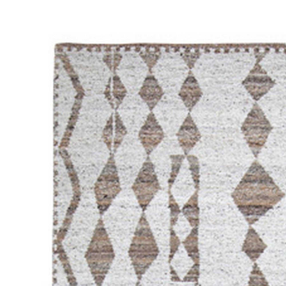 Betty 10 x 14 Area Rug Geometric Pattern Beige Brown Polyester Cotton By Casagear Home BM318350