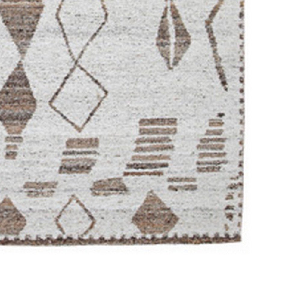 Betty 10 x 14 Area Rug Geometric Pattern Beige Brown Polyester Cotton By Casagear Home BM318350