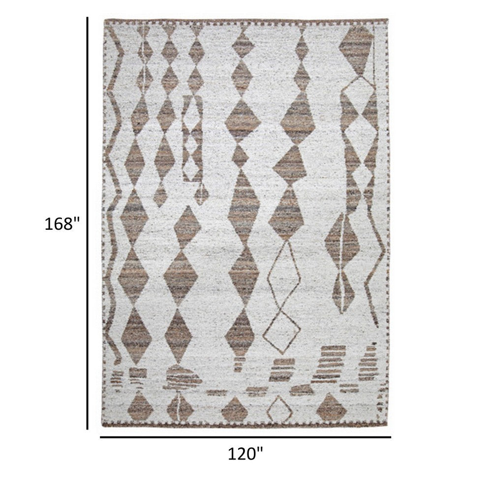 Betty 10 x 14 Area Rug Geometric Pattern Beige Brown Polyester Cotton By Casagear Home BM318350