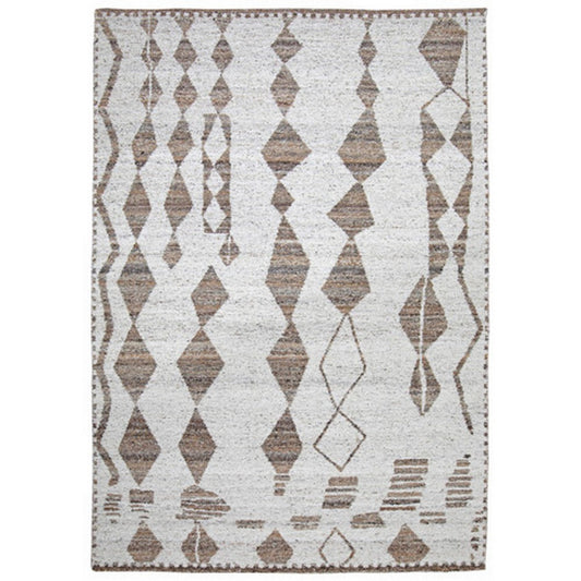 Betty 10 x 14 Area Rug, Geometric Pattern, Beige Brown Polyester, Cotton By Casagear Home