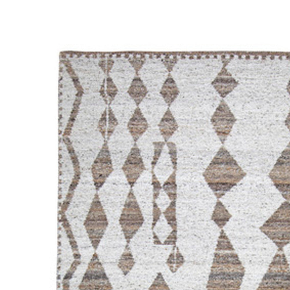 Betty 8 x 10 Area Rug Geometric Pattern Beige Brown Polyester Cotton By Casagear Home BM318351