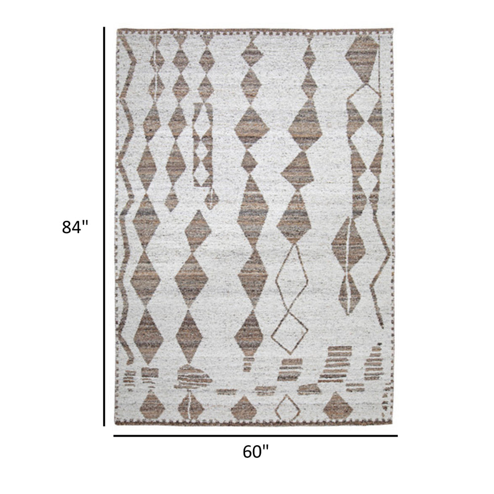 Betty 5 x 7 Area Rug Geometric Pattern Beige Brown Polyester Cotton By Casagear Home BM318352