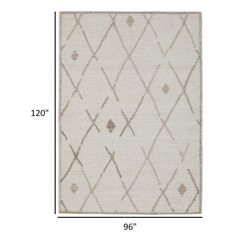 Hima 8 x 10 Area Rug Geometric Pattern Hand Tufted Gray Wool Cotton Back By Casagear Home BM318355