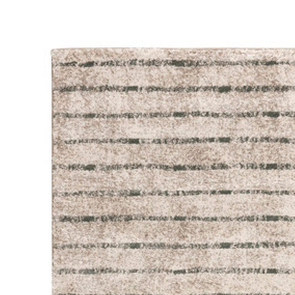 Bony 8 x 10 Area Rug Striped Design Cream and Sage Soft Pile Jute Back By Casagear Home BM318357