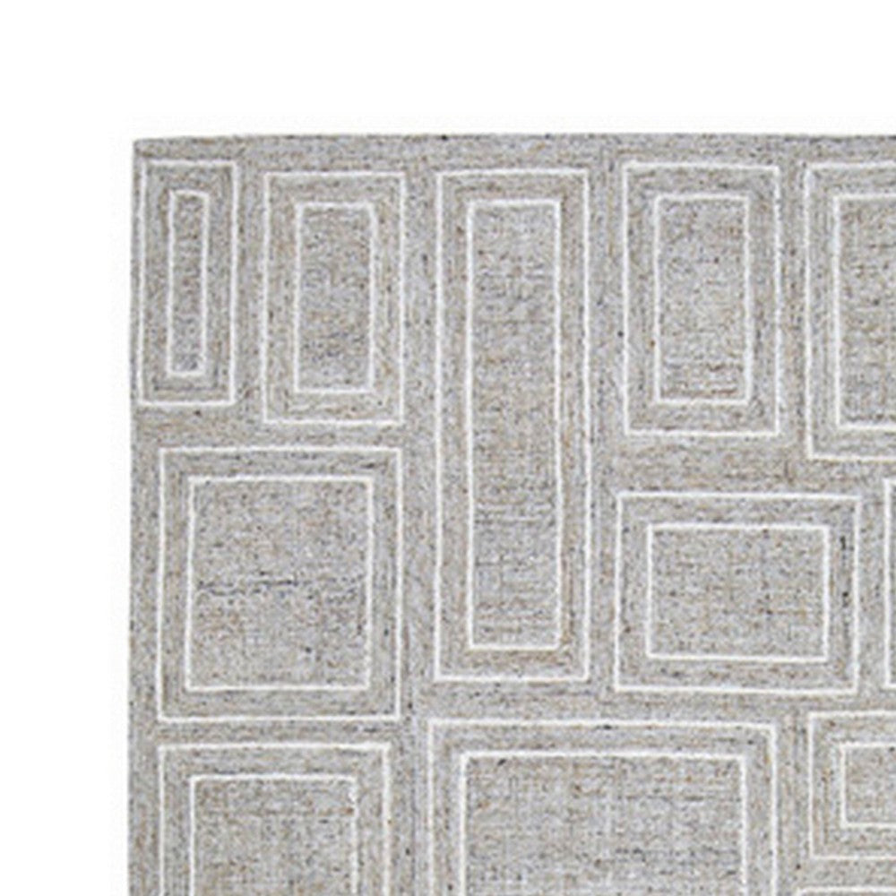 Bora 10 x 14 Area Rug Geometric Pattern Polyester Gray White Wool Cotton By Casagear Home BM318359