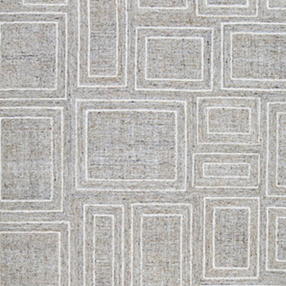 Bora 10 x 14 Area Rug Geometric Pattern Polyester Gray White Wool Cotton By Casagear Home BM318359