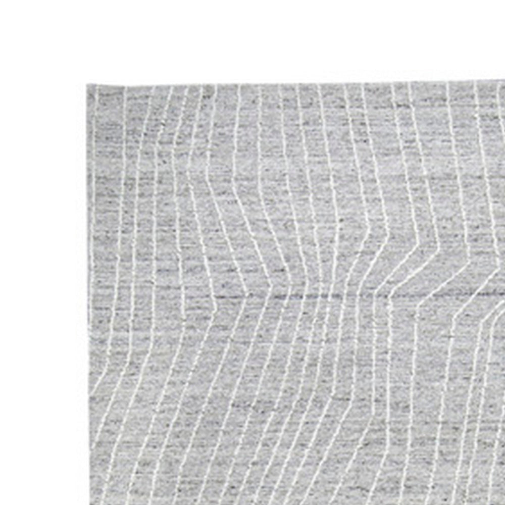 Veer 8 x 10 Area Rug Linear Abstract Pattern Polyester Wool Gray Ivory By Casagear Home BM318364