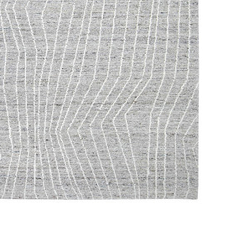 Veer 8 x 10 Area Rug Linear Abstract Pattern Polyester Wool Gray Ivory By Casagear Home BM318364