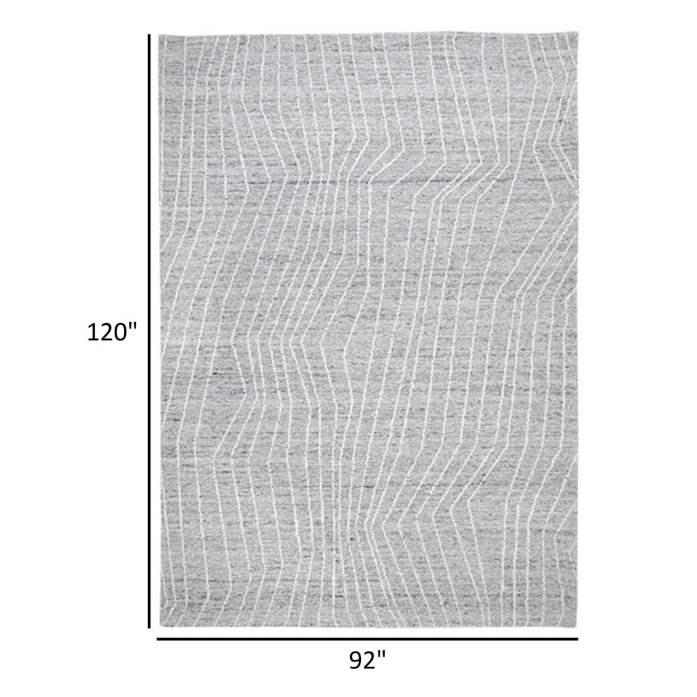 Veer 8 x 10 Area Rug Linear Abstract Pattern Polyester Wool Gray Ivory By Casagear Home BM318364