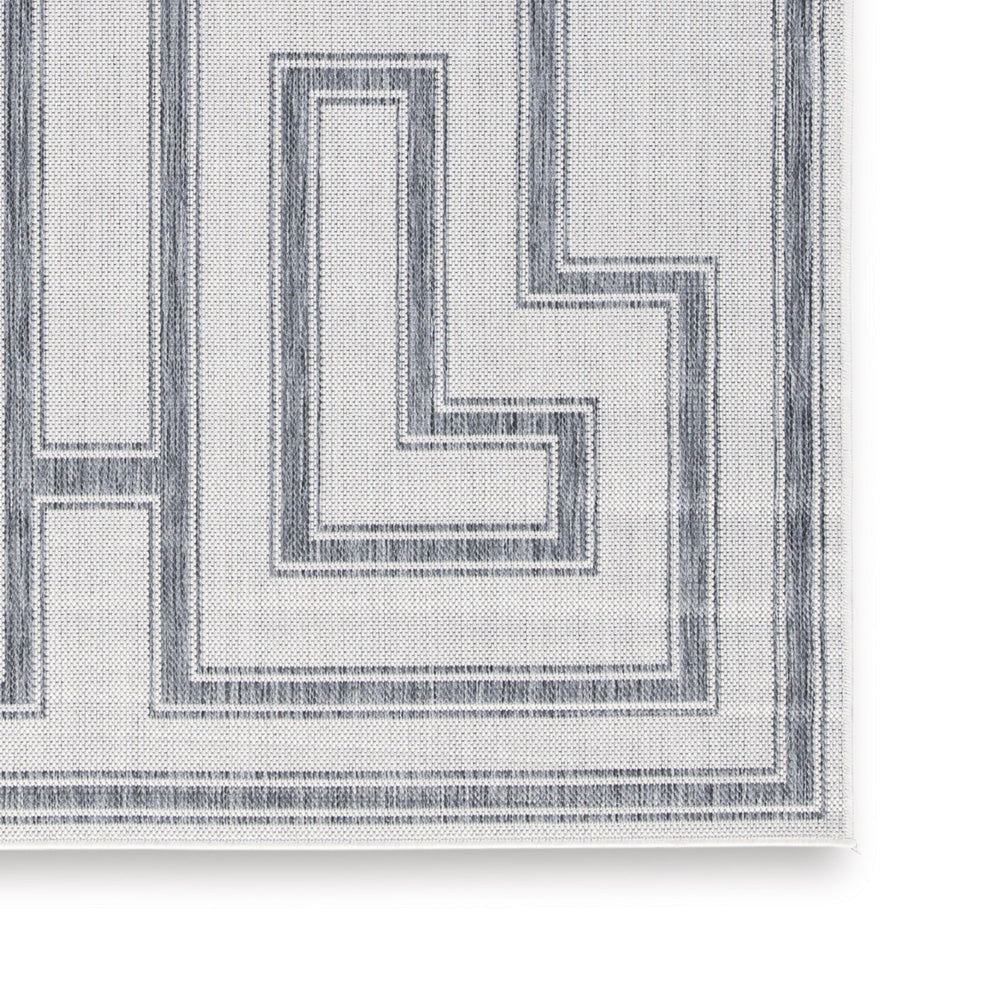 Martina 8 x 10 Area Rug Indoor Outdoor Greek Key Design Gray and Ivory By Casagear Home BM318369