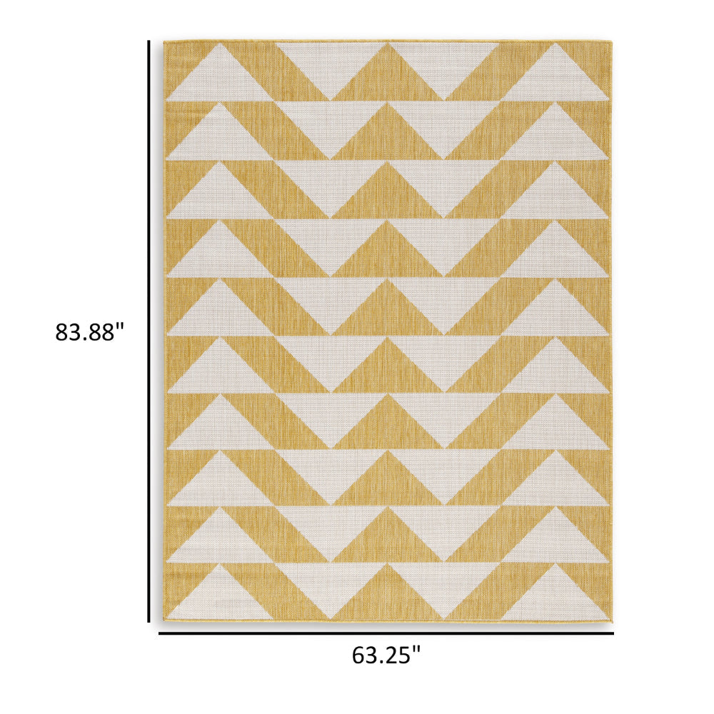 Hamley 5 x 7 Area Rug Indoor Outdoor Geometric Prints Yellow White By Casagear Home BM318372