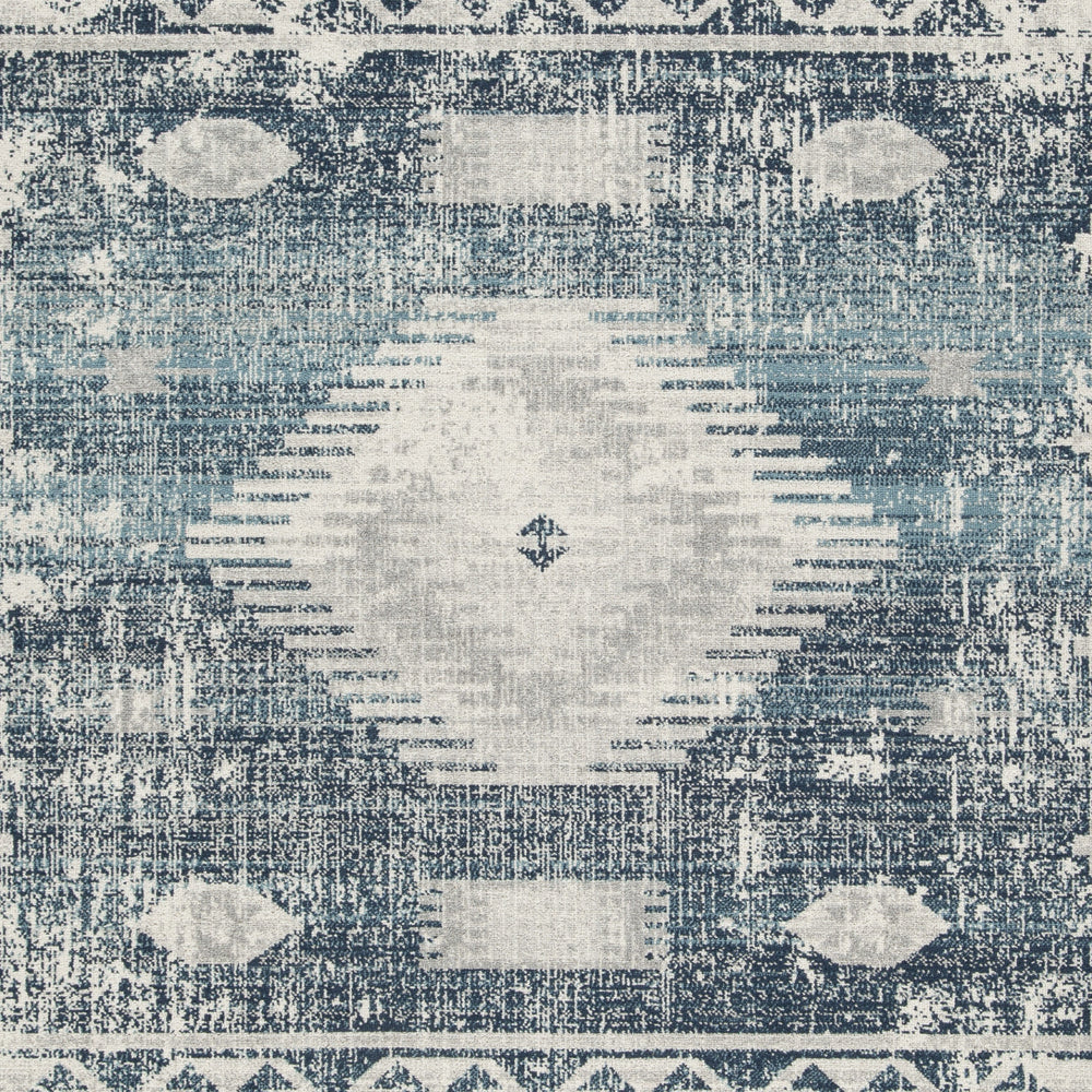 Daisy 8 x 10 Area Rug Indoor Outdoor Persian Pattern Polyester Gray Blue By Casagear Home BM318375