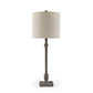 Leve 33 Inch Accent Lamp Drum Hardback Shade Gray Turned Metal Base By Casagear Home BM318379