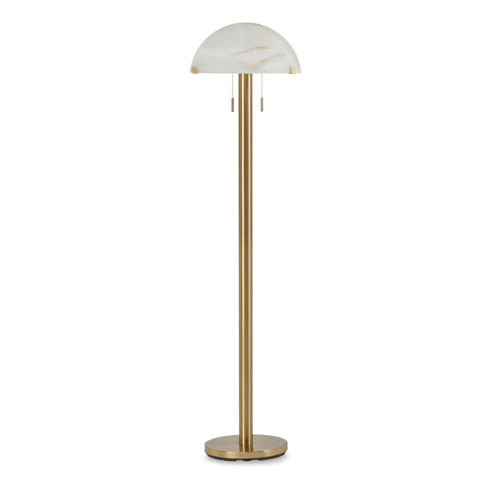 Sein 62 Inch Floor Lamp Double Pull Chain Switch Glass Dome Shade Brass By Casagear Home BM318380