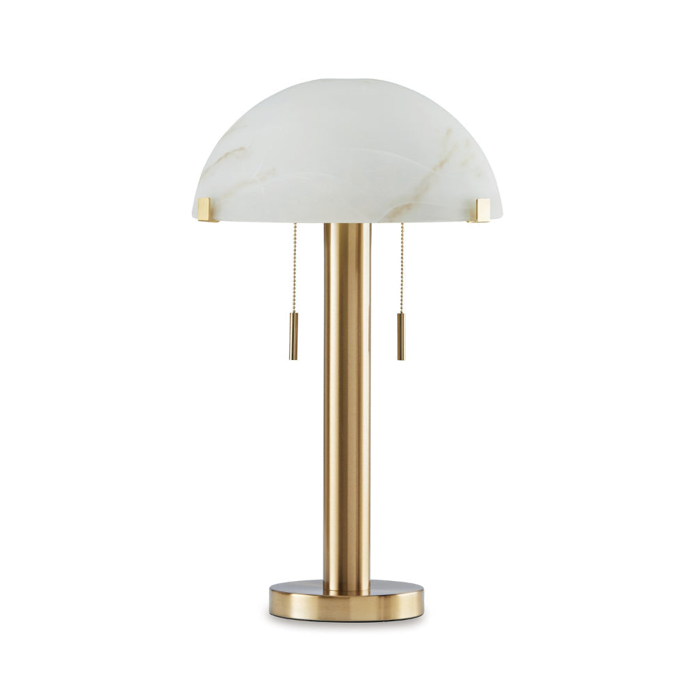 Sein 22 Inch Table Lamp Double Pull Chain Switch Glass Dome Shade Brass By Casagear Home BM318381