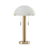 Sein 22 Inch Table Lamp Double Pull Chain Switch Glass Dome Shade Brass By Casagear Home BM318381