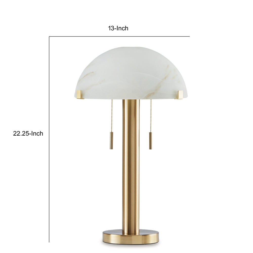 Sein 22 Inch Table Lamp Double Pull Chain Switch Glass Dome Shade Brass By Casagear Home BM318381