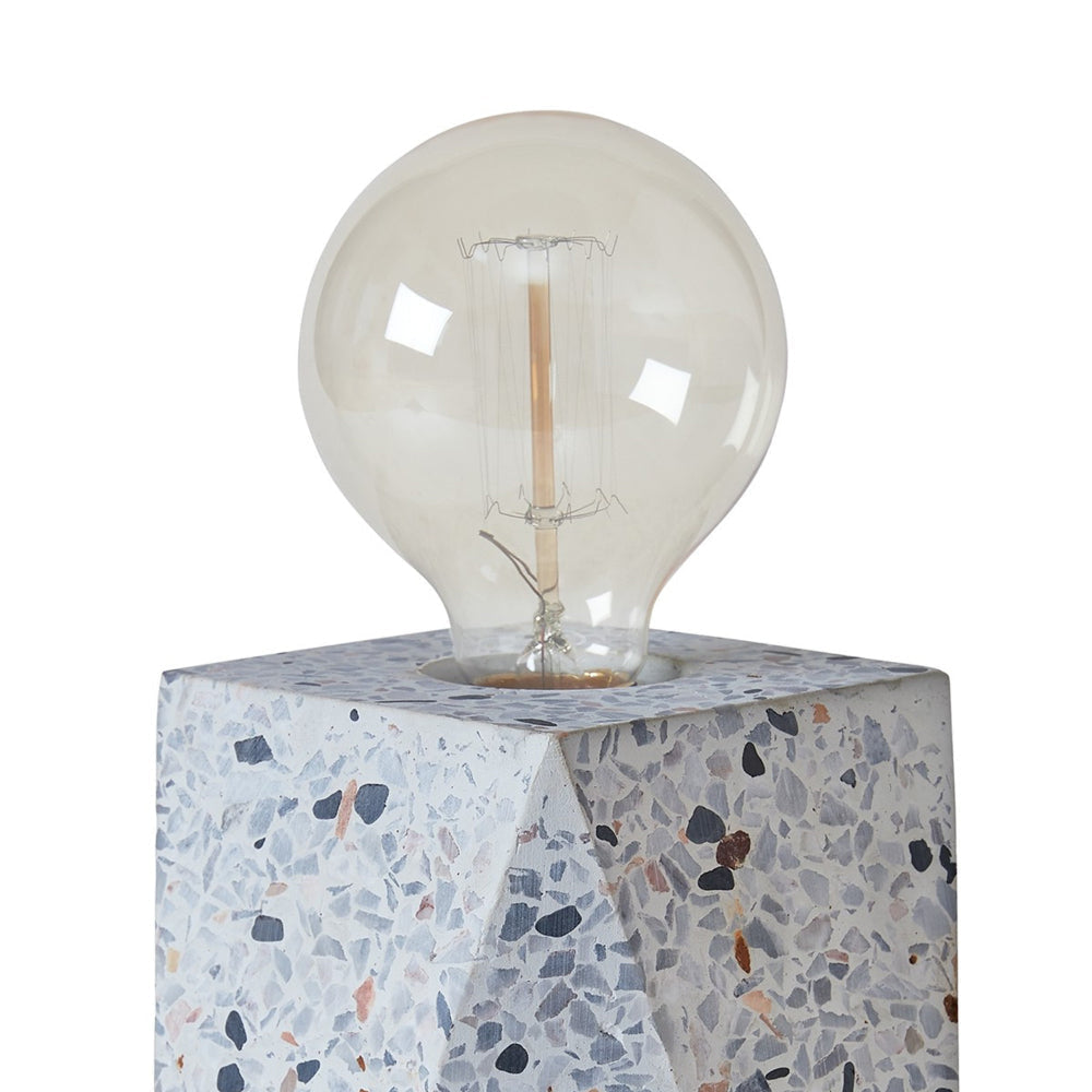 Joen 7 Inch Modern Small Table Lamp Solid Stone Sculpture White Terrazzo By Casagear Home BM318382