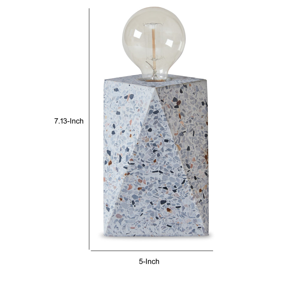 Joen 7 Inch Modern Small Table Lamp Solid Stone Sculpture White Terrazzo By Casagear Home BM318382