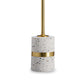 Joen 31 Inch Modern Table Lamp Round White Terrazzo Base Gold Brass Metal By Casagear Home BM318383