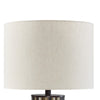 Foer 27 Inch Table Lamp Cream Drum Fabric Shade Black Brown Resin Base By Casagear Home BM318384