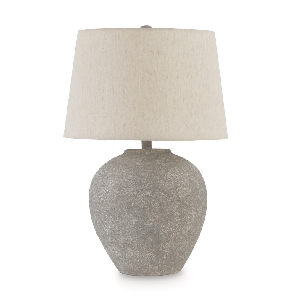 Waer 26 Inch Table Lamp, Classic Gray Pot Style Base, White Drum Shade By Casagear Home