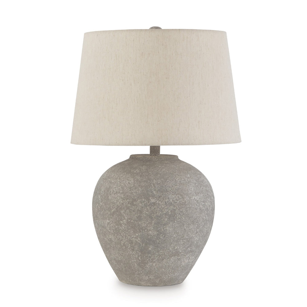 Waer 26 Inch Table Lamp Classic Gray Pot Style Base White Drum Shade By Casagear Home BM318385